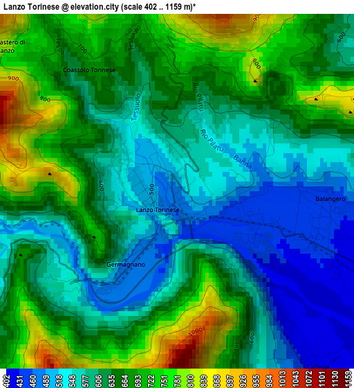 Lanzo Torinese elevation map