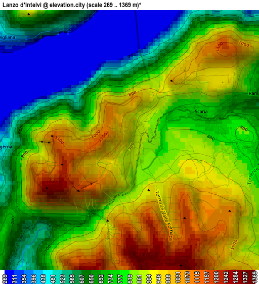 Lanzo d'Intelvi elevation map