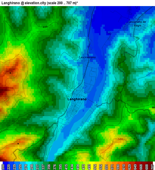 Langhirano elevation map