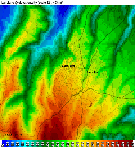 Lanciano elevation map