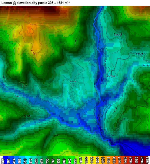 Lamon elevation map