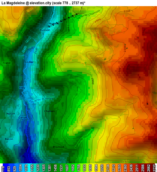 La Magdeleine elevation map