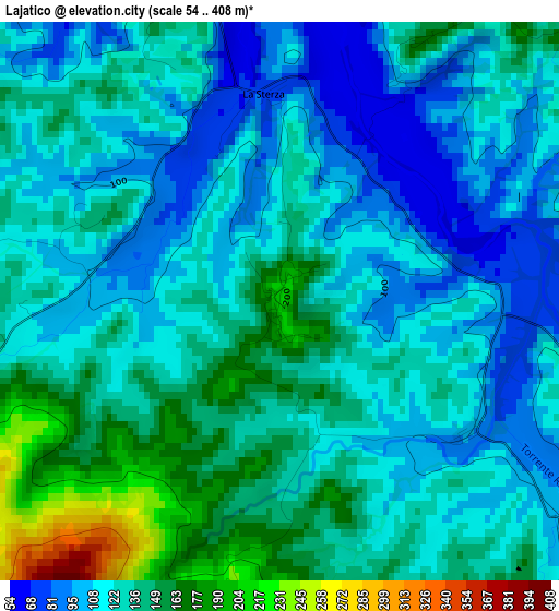 Lajatico elevation map