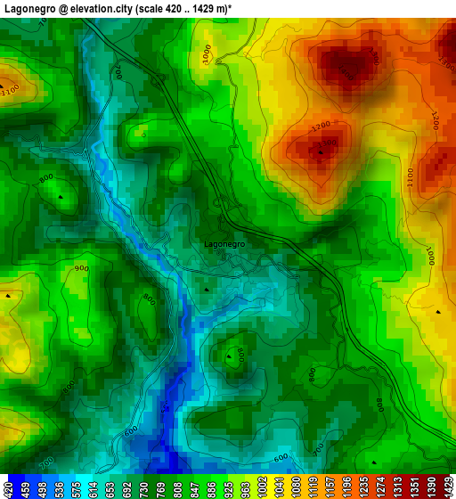 Lagonegro elevation map