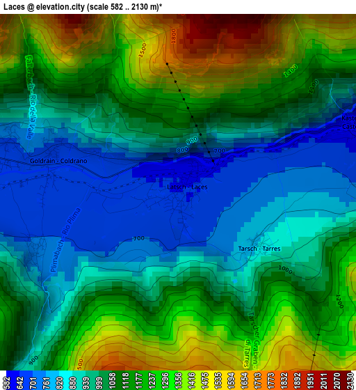 Laces elevation map