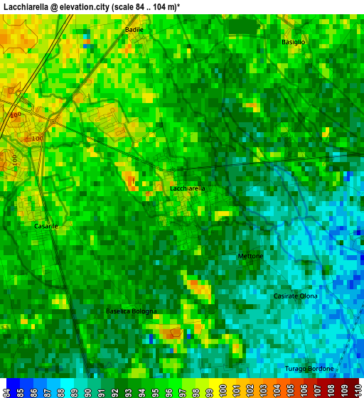 Lacchiarella elevation map