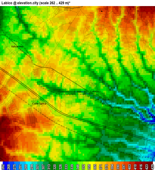 Labico elevation map