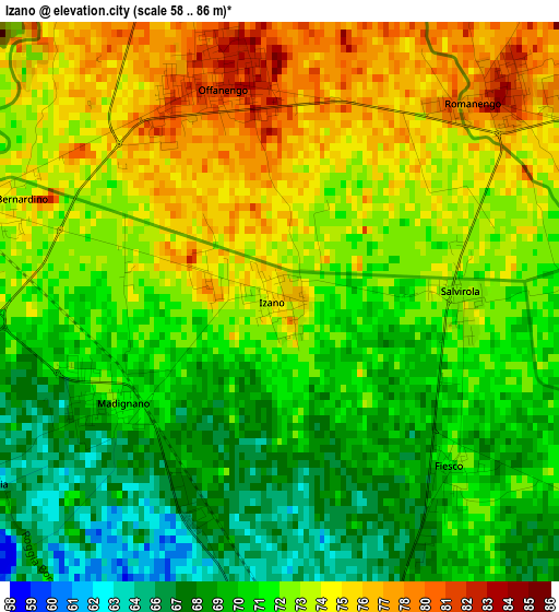 Izano elevation map