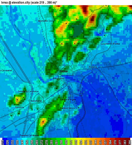 Ivrea elevation map