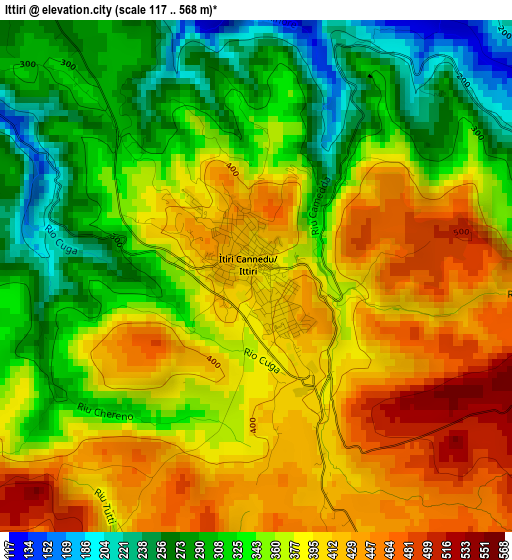 Ittiri elevation map