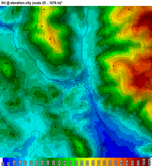 Itri elevation map