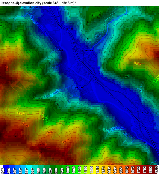 Issogne elevation map