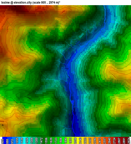 Issime elevation map