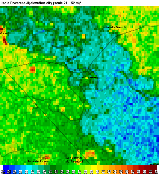 Isola Dovarese elevation map