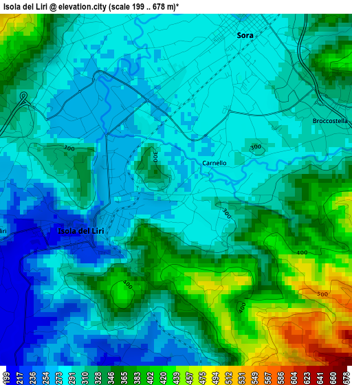 Isola del Liri elevation map