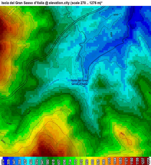 Isola del Gran Sasso d'Italia elevation map