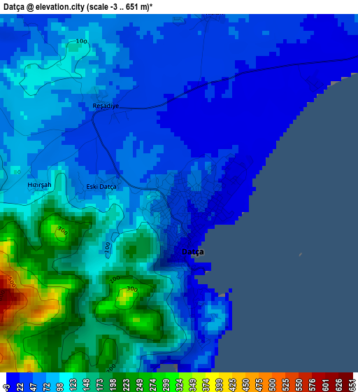 Datça elevation map