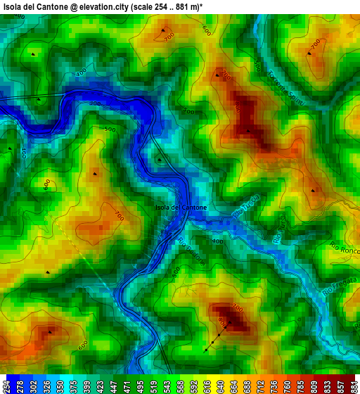 Isola del Cantone elevation map