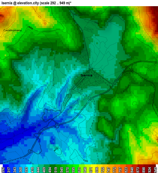 Isernia elevation map