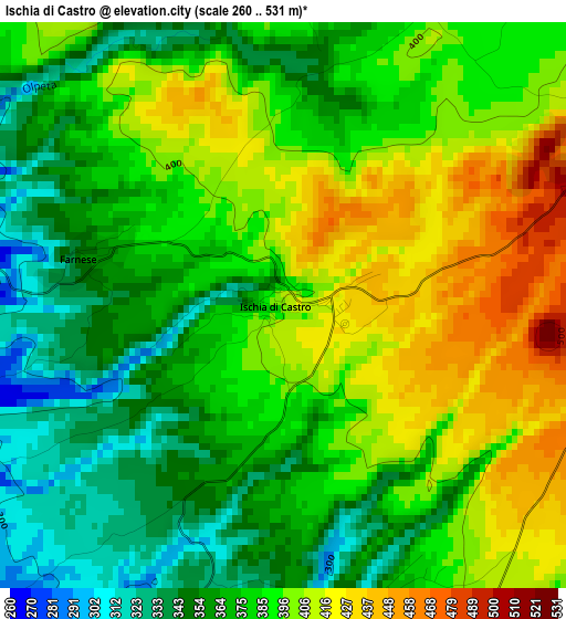 Ischia di Castro elevation map