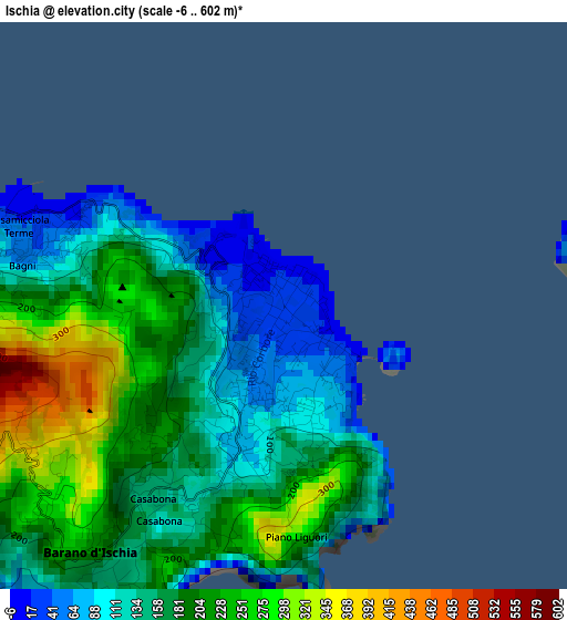 Ischia elevation map