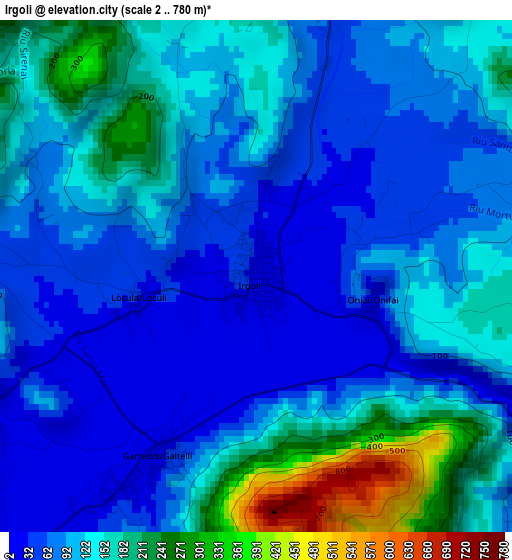 Irgoli elevation map