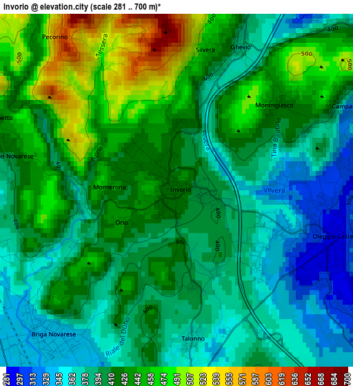 Invorio elevation map