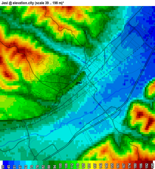 Jesi elevation map