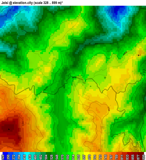 Jelsi elevation map