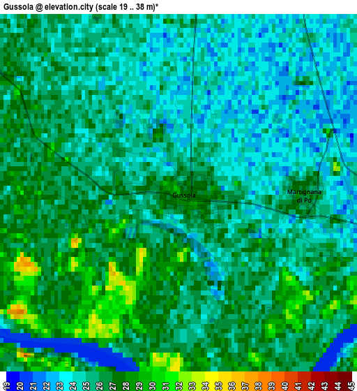 Gussola elevation map