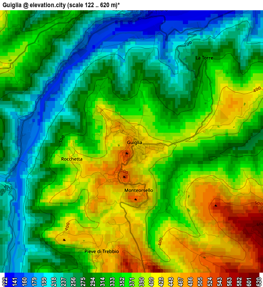 Guiglia elevation map