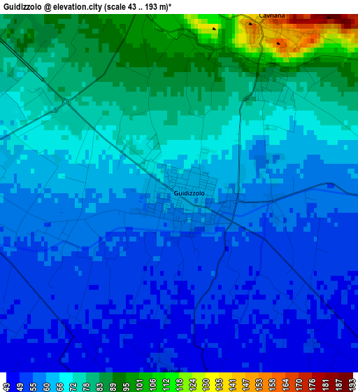 Guidizzolo elevation map