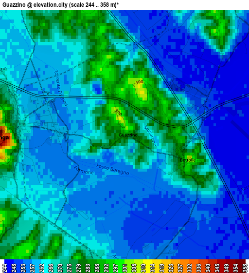 Guazzino elevation map