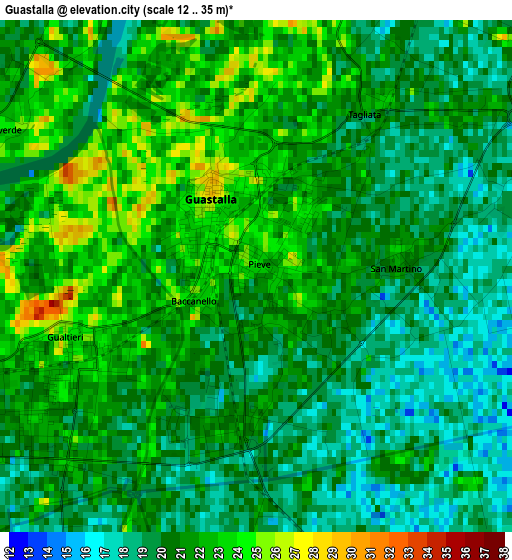 Guastalla elevation map