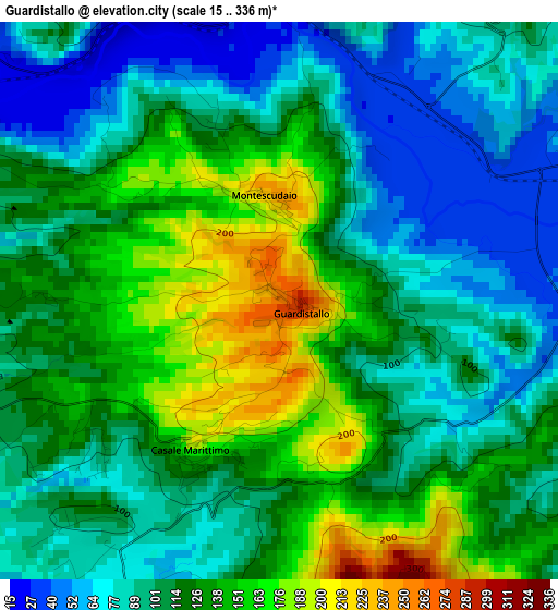 Guardistallo elevation map