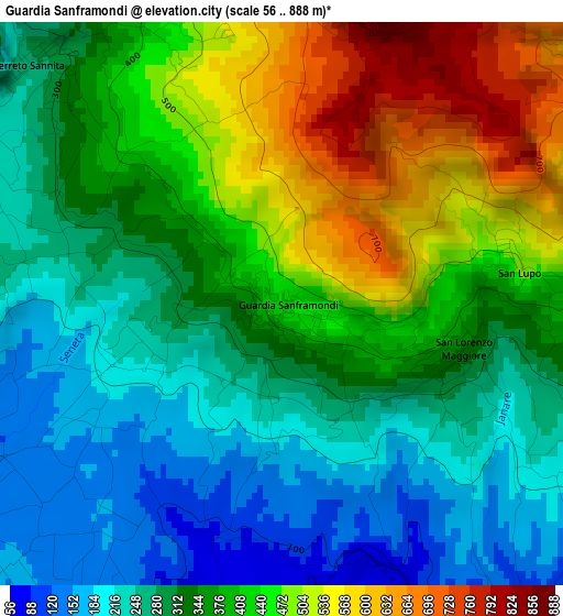 Guardia Sanframondi elevation map