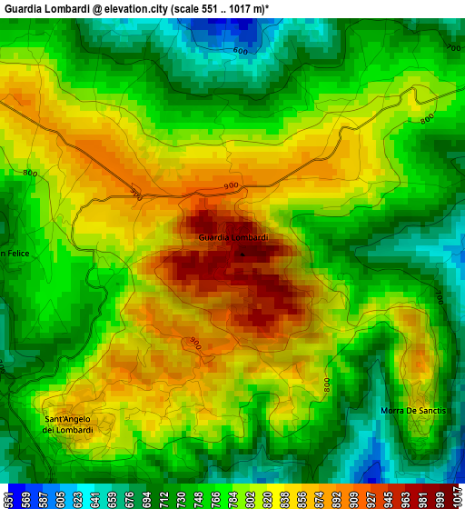 Guardia Lombardi elevation map