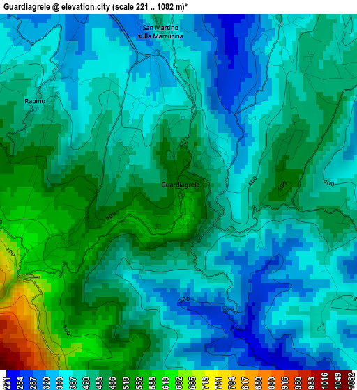 Guardiagrele elevation map