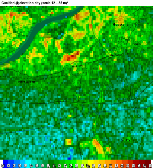 Gualtieri elevation map