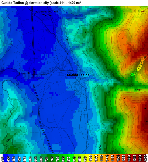 Gualdo Tadino elevation map