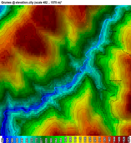 Grumes elevation map