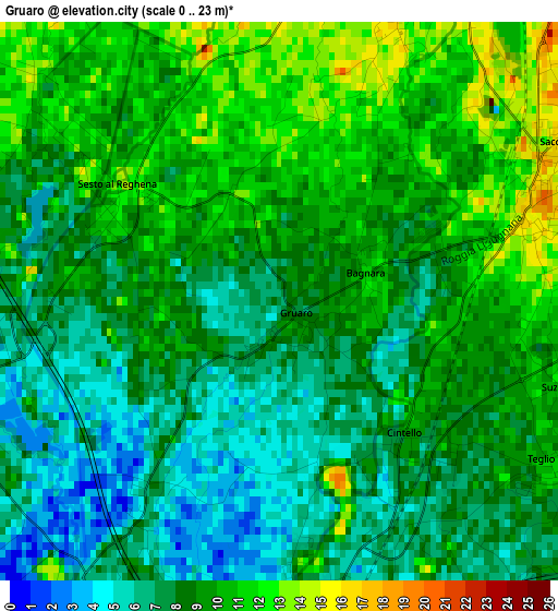 Gruaro elevation map