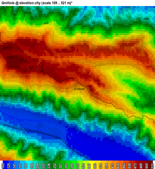 Grottole elevation map