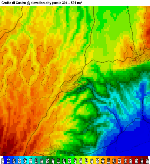 Grotte di Castro elevation map