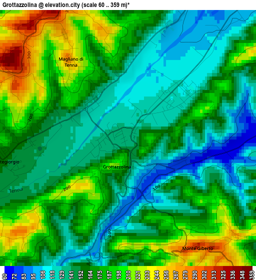 Grottazzolina elevation map