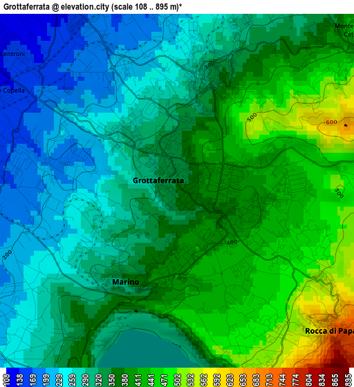 Grottaferrata elevation map