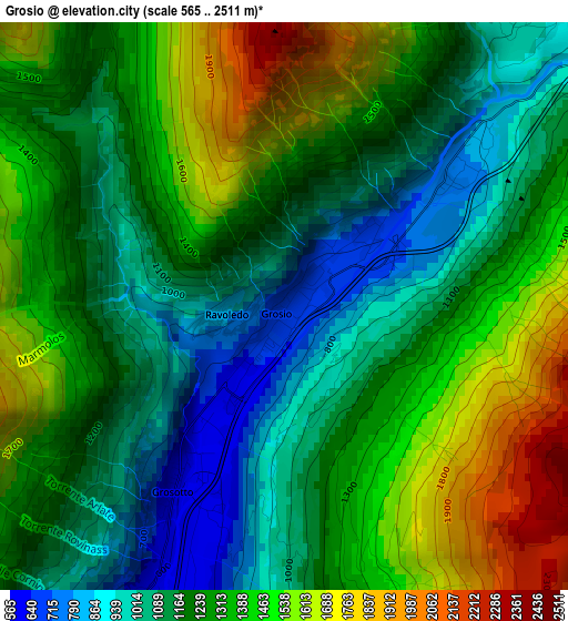 Grosio elevation map