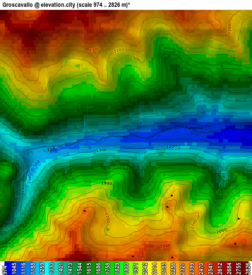 Groscavallo elevation map