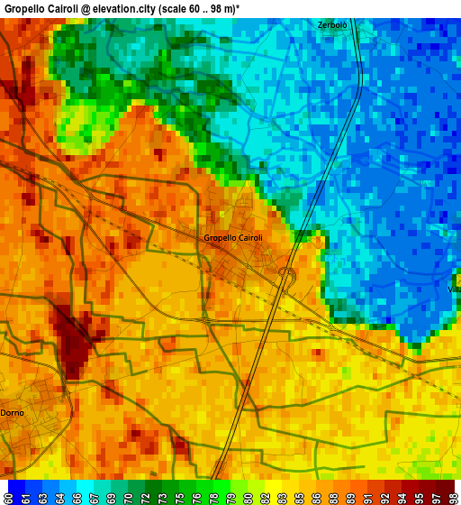 Gropello Cairoli elevation map