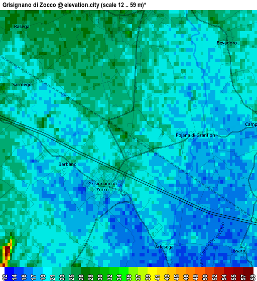 Grisignano di Zocco elevation map